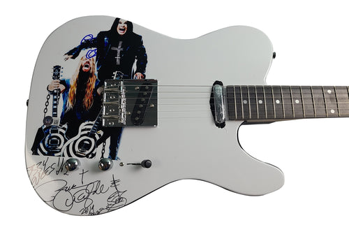 Ozzy Osbourne Zakk Wylde Autographed Graphics Photo Guitar BAS Witness