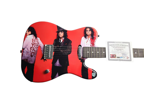 Alice Cooper Autographed Triple Graphics Photo Guitar