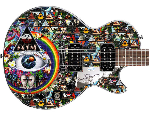 David Gilmour Pink Floyd Signed Custom Acid LSD Sheet Graphics Epiphone Guitar