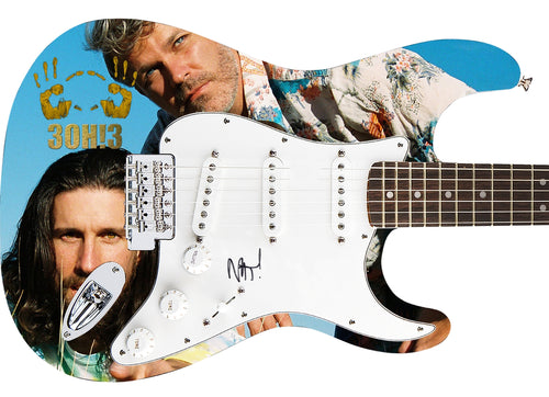 3OH!3 Nathaniel Motte Autographed 1/1 Custom Graphics Photo Guitar