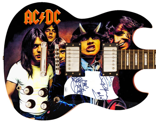 Angus Young AC/DC Signed w Sketch Custom Graphics Highway To Hell LP Guitar