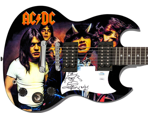 Angus Young AC/DC Signed Sketch Graphics Highway To Hell Epiphone SG Guitar