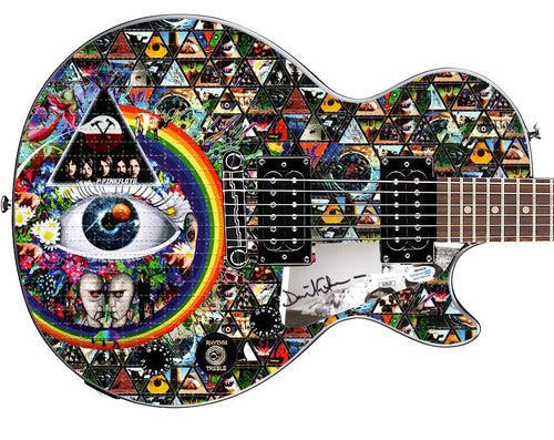 David Gilmour Of Pink Floyd Signed Custom Acid LSD Sheet Graphics Epiphone Guitar