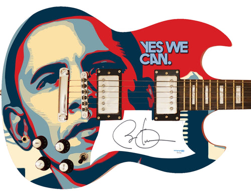 President Barack Obama Signed Custom Graphics Yes We Can Guitar