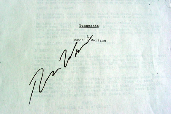 Randall Wallace Autographed Signed Tennessee Script