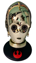 Load image into Gallery viewer, Anthony Daniels Signed Star Wars See-Threepio C-3PO Mini Helmet Official Pix
