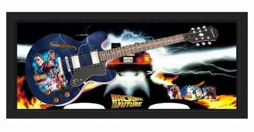 Back To The Future Cast Autographed Framed Display Graphics Photo Guitar