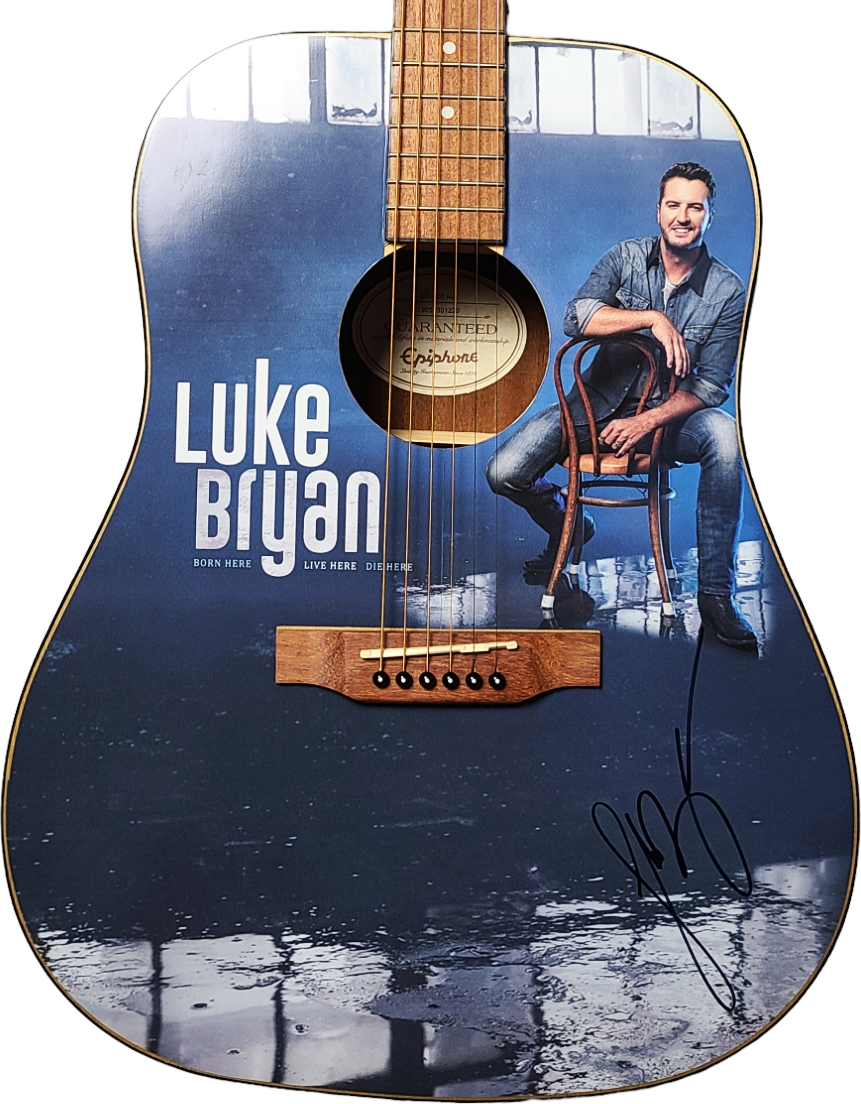 Luke Bryan Autographed Official Epiphone DR-100 NA Acoustic Graphics Guitar