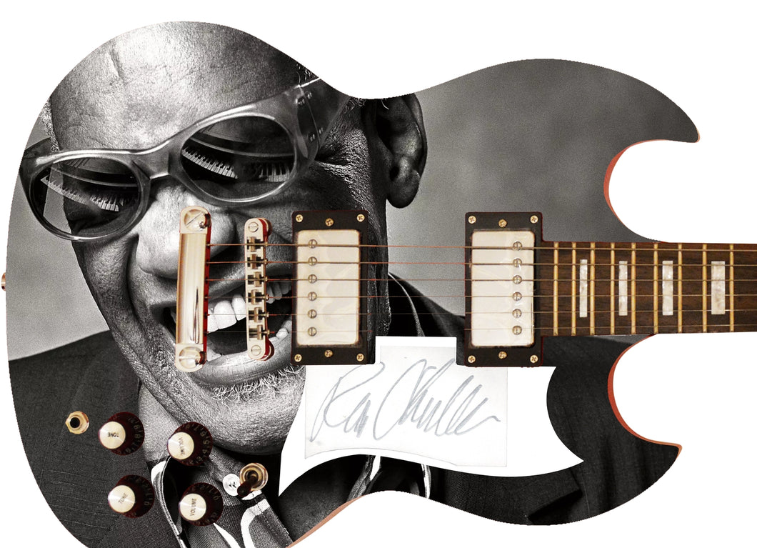Ray Charles Autographed 'Smile Full Of Soul' 1/1 Custom Graphics Guitar