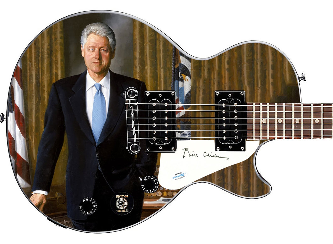 President Bill Clinton Autographed Epiphone 1/1 Custom Graphics Guitar