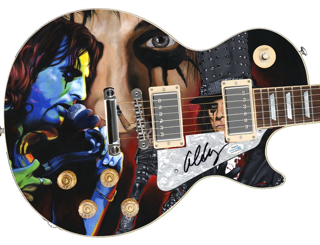 Alice Cooper Autographed 1/1 Custom Graphics Guitar