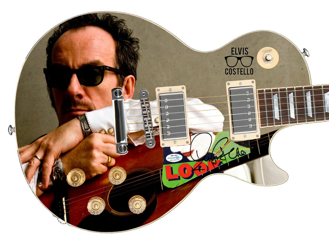 Elvis Costello Autographed Custom Graphics 1/1 Photo Guitar