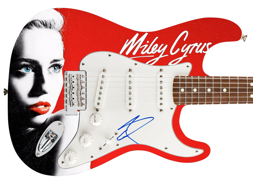 Miley Cyrus Autographed Signed 1/1 Custom Graphics Photo Guitar