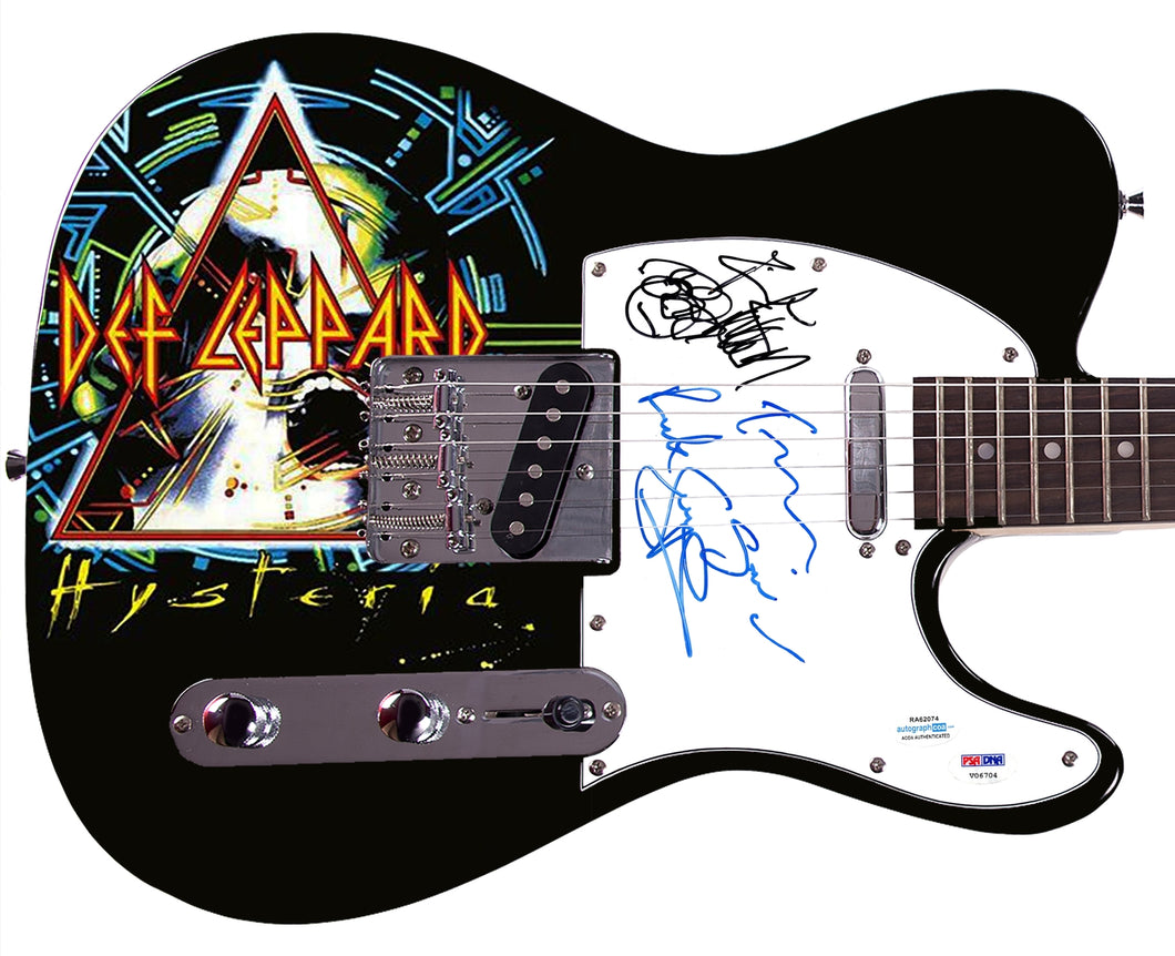 Def Leppard Autographed w Sketch Signed 1/1 Custom Photo Graphics Guitar