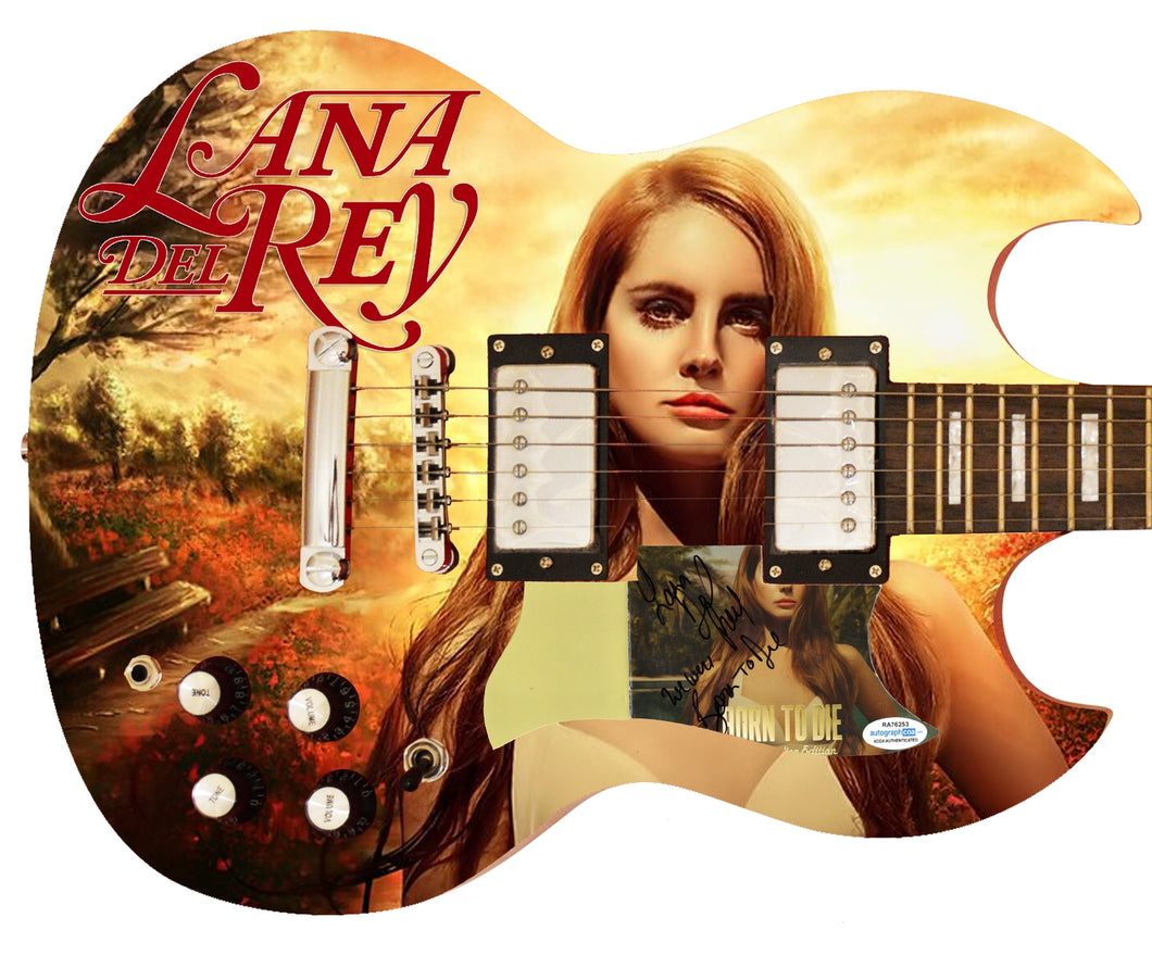 Lana Del Rey Signed Custom Graphics CD Album Photo Guitar w Lyrics