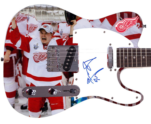 Detroit Redwings Jiri Hudler Autographed Graphics Photo Guitar