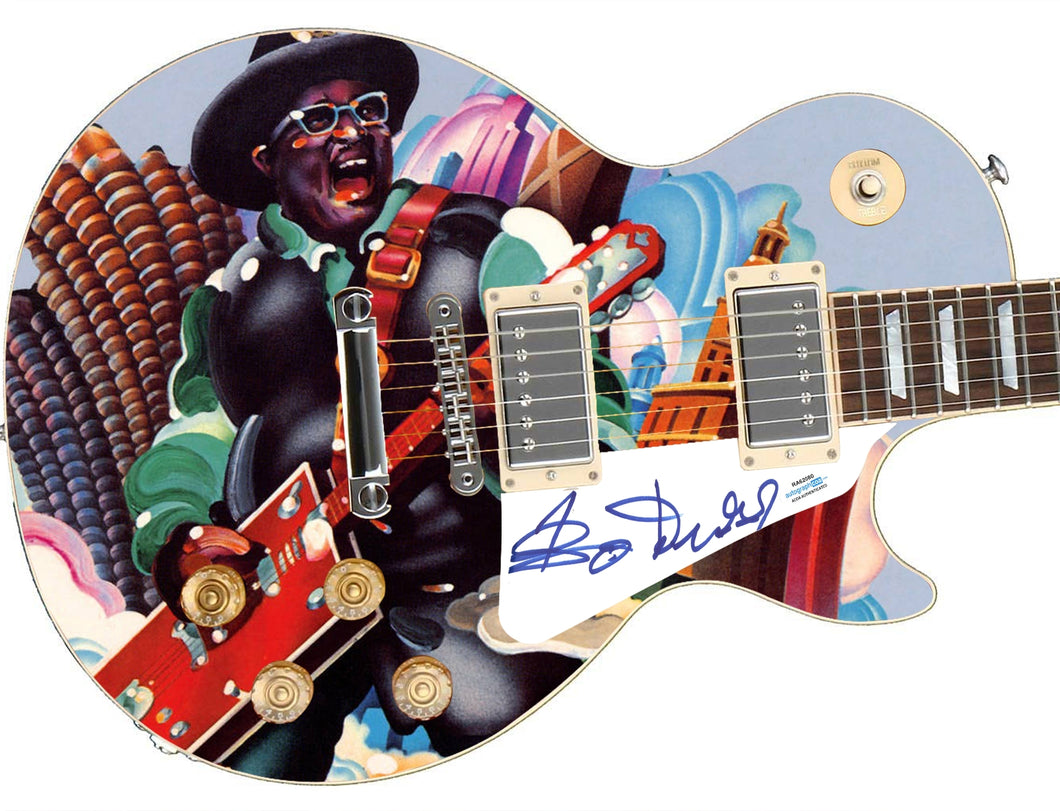 Bo Diddley Autographed Signed 1/1 Custom Graphics Photo Guitar