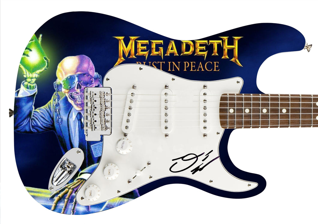 Megadeth Dave Ellefson Autographed Rust In Piece 1/1 Album Graphics Guitar