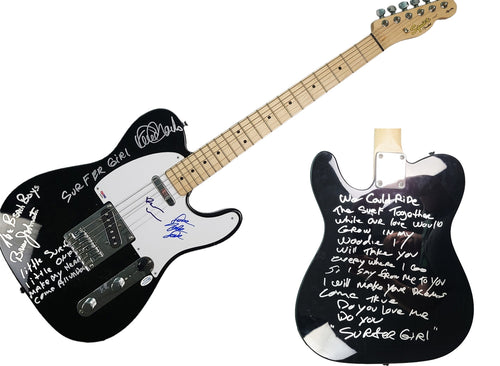 The Beach Boys Signed Fender Guitar w Surfer Girl Lyrics Exact Proof BAS Witness