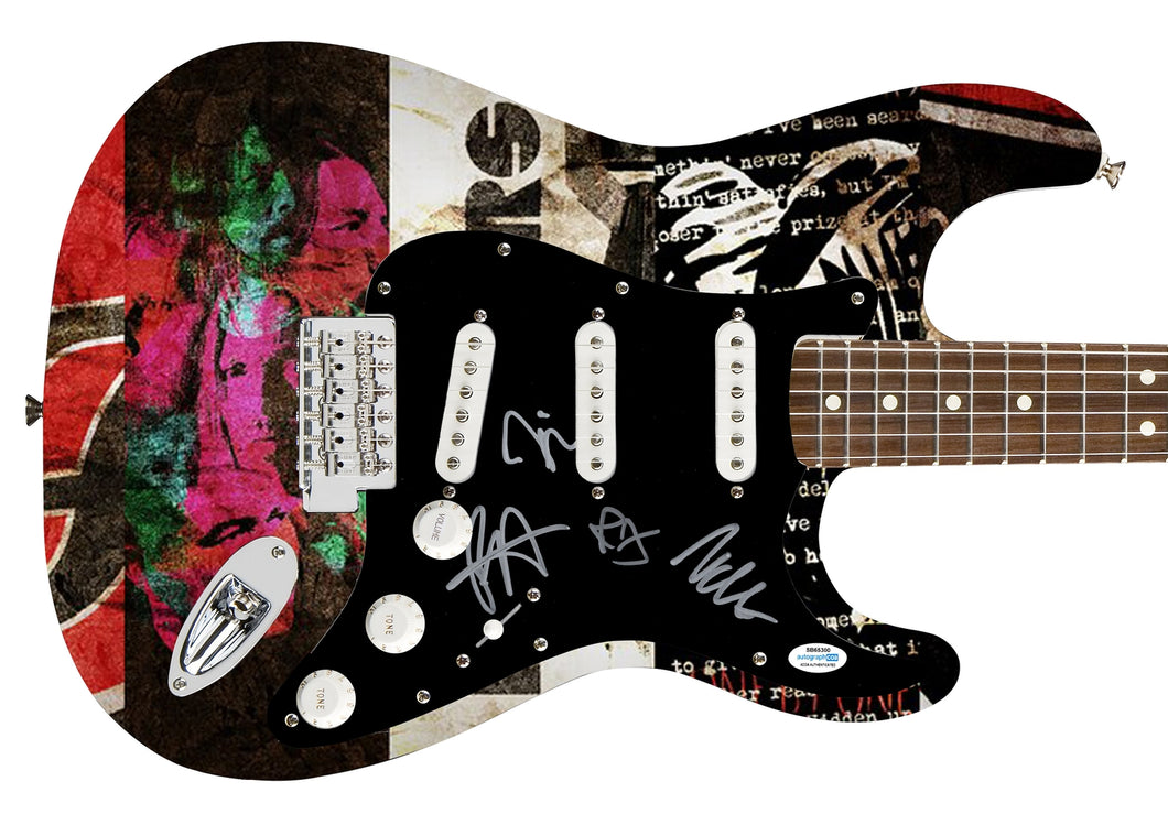 The Foo Fighters Autographed Signed 1/1 Custom Graphics Photo Guitar