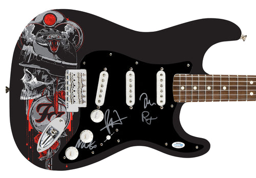 The Foo Fighters Autographed Signed 1/1 Custom Graphics Photo Guitar