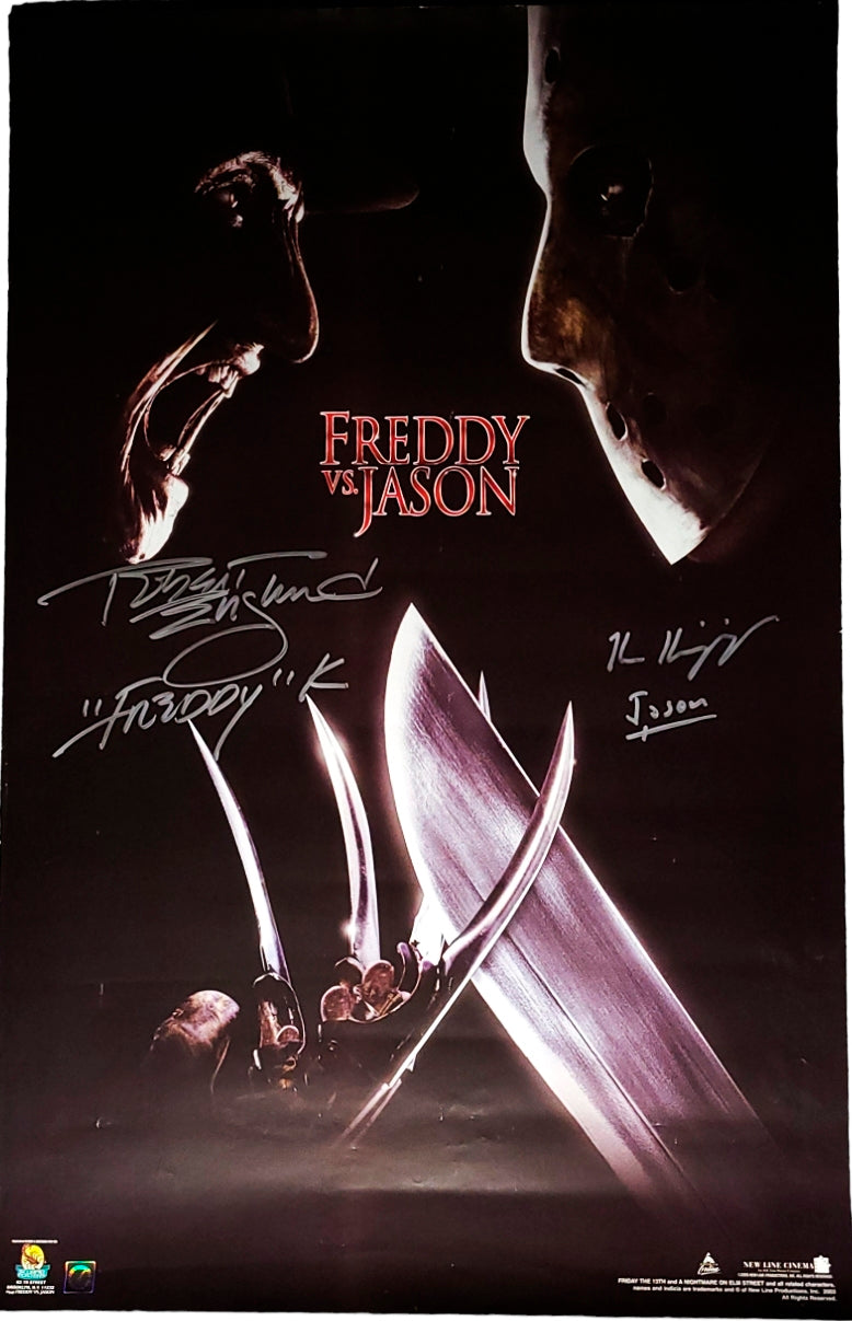 Freddy Vs Jason Robert Englund Kane Hodder Signed Poster Authentic Signing ASI
