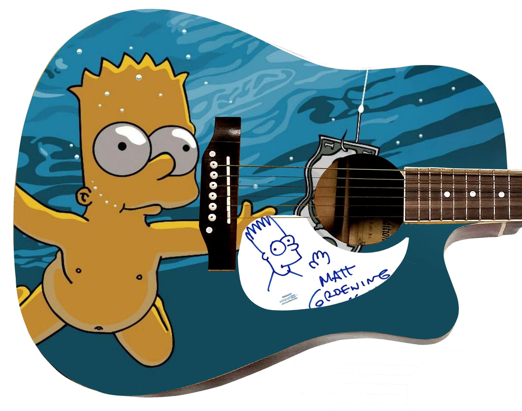 Matt Groening w Bart Sketch Signed 1:1 The Simpsons Graphics Photo Guitar