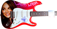 Load image into Gallery viewer, Lindsay Lohan Autographed Signed Hand Airbrushed Painting Guitar

