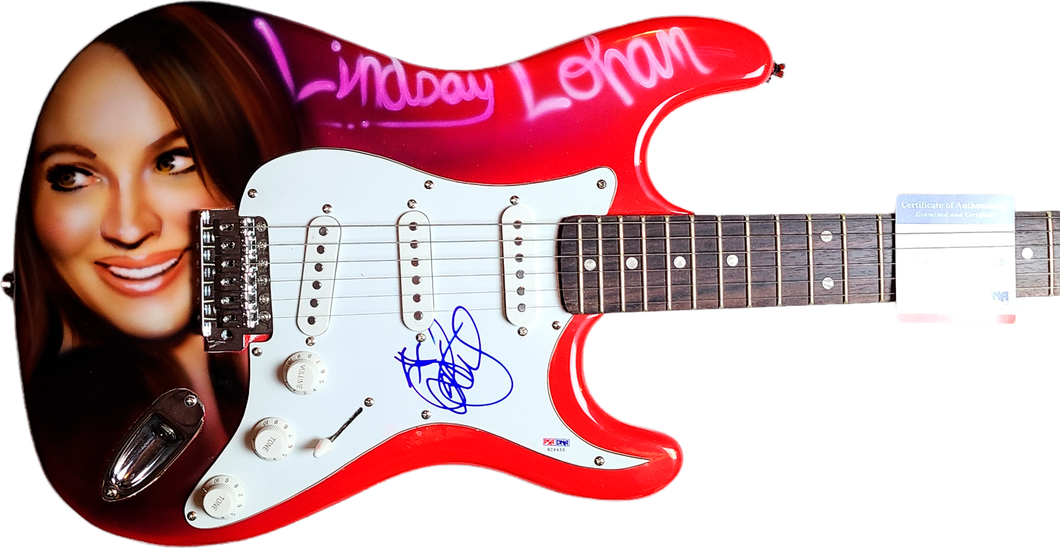 Lindsay Lohan Autographed Signed Hand Airbrushed Painting Guitar