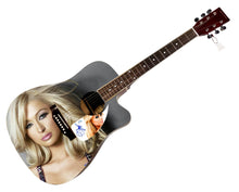 Load image into Gallery viewer, Paris Hilton Autographed Custom Graphics Photo Guitar ACOA
