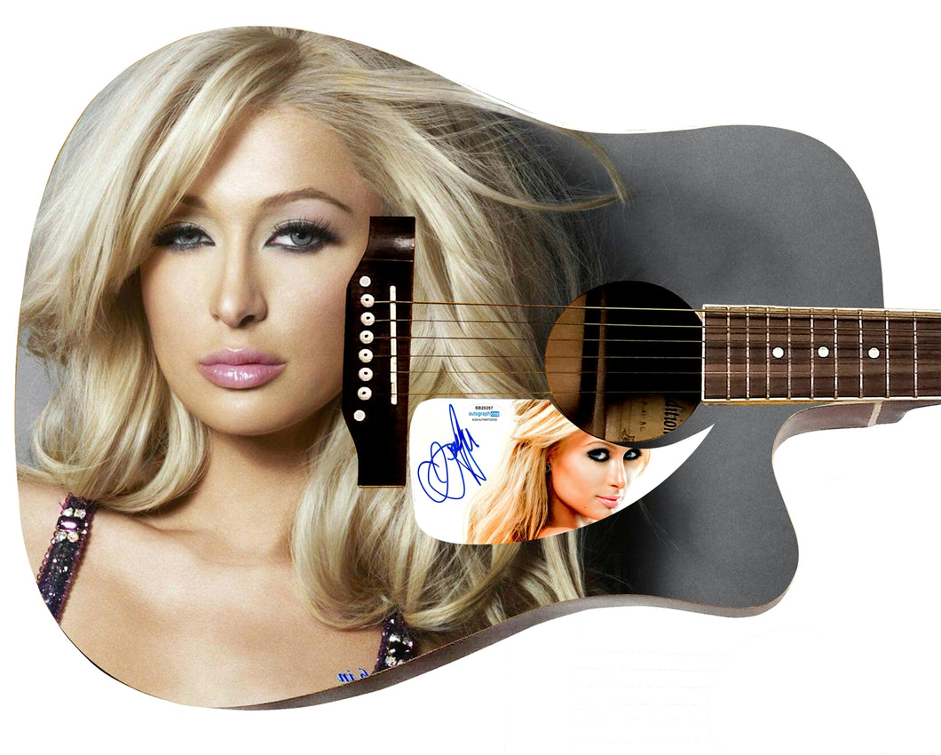 Paris Hilton Autographed Custom Graphics Photo Guitar