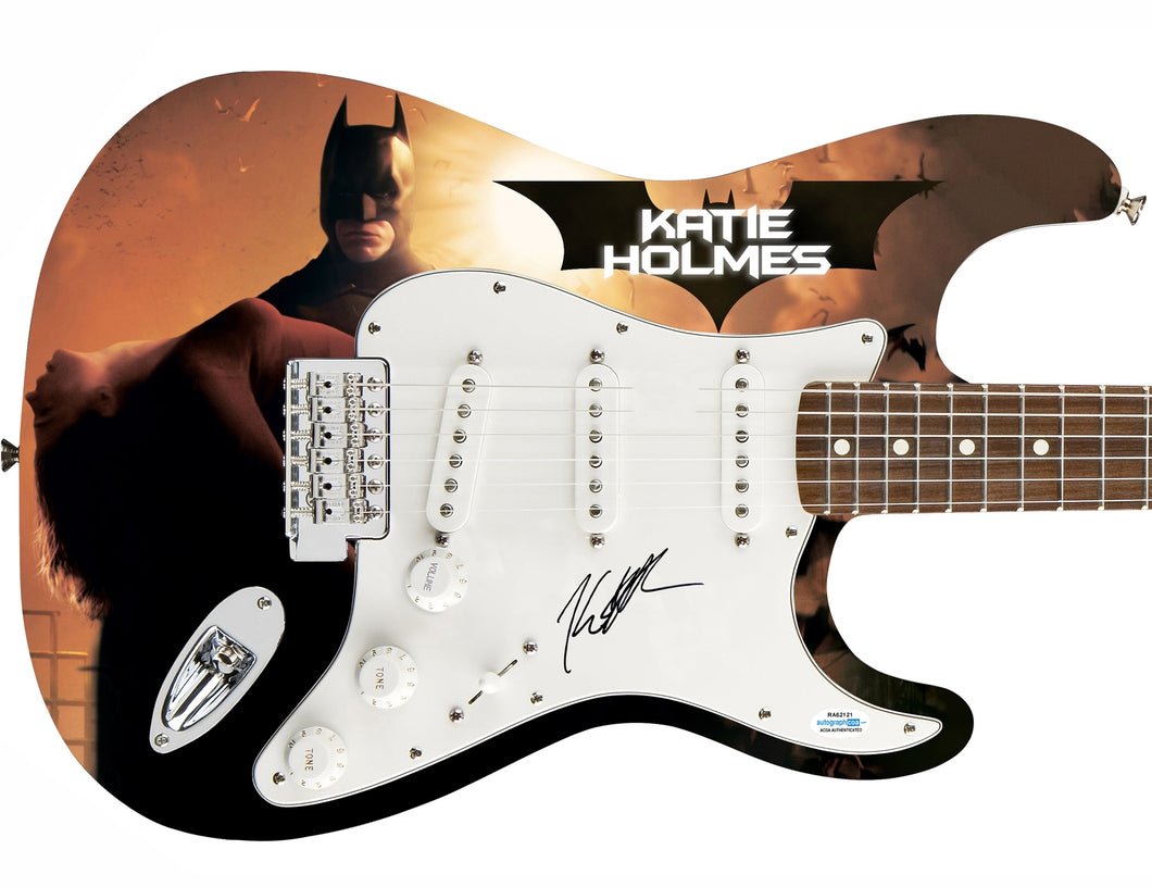 Katie Holmes Autographed Batman Begins 1/1 Custom Graphics Photo Guitar