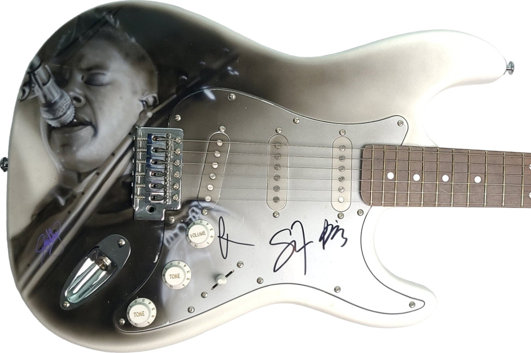Interpol Paul Banks Sam Fogarino Daniel Kessler Autographed Airbrushed Guitar