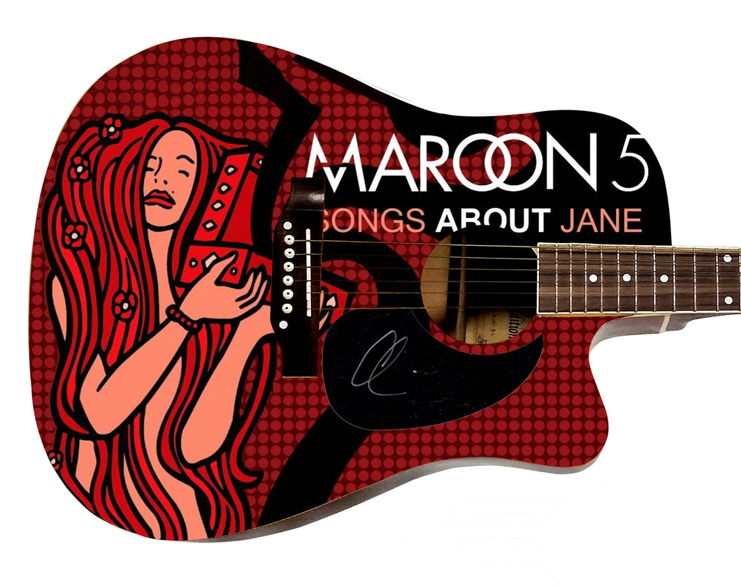 Adam Levine Signed Maroon 5 Songs About Jane Lp Graphics Acoustic Guitar