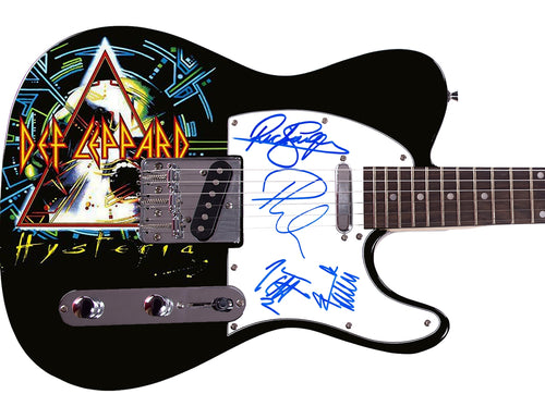 Def Leppard Autographed Signed Hysteria LP CD Custom Graphics Guitar