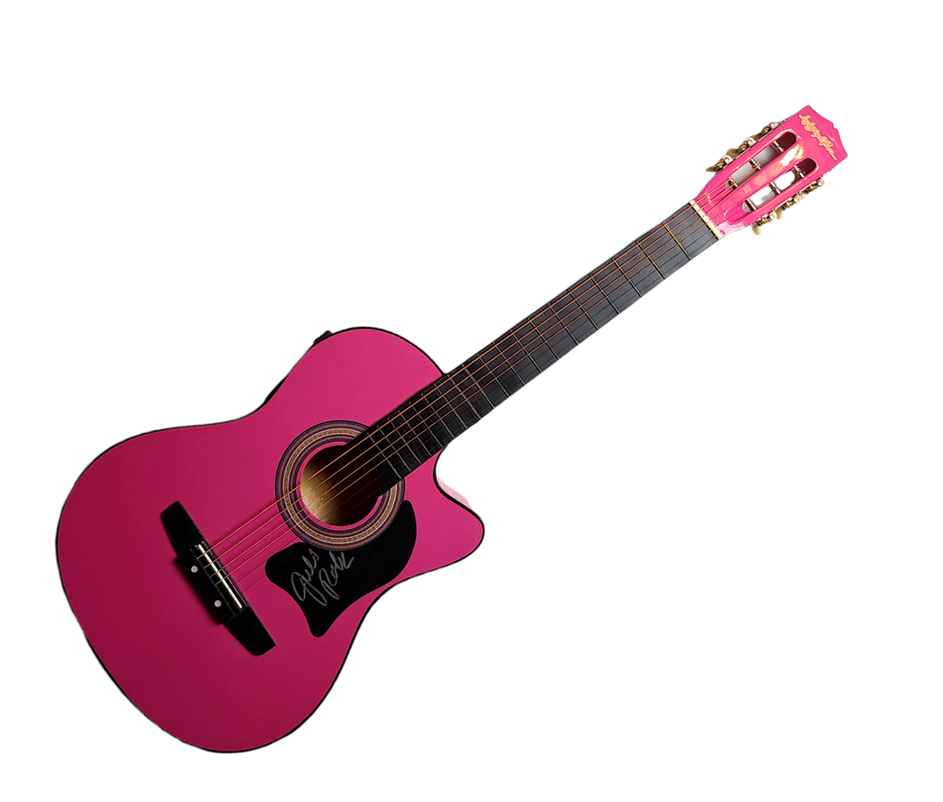 Julie Roberts Autographed Pink Acoustic/Electric Guitar UACC AFTAL RACC TS