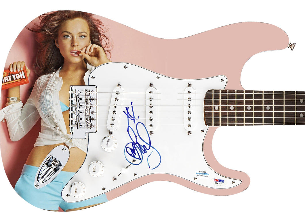 Lindsay Lohan Autographed Signed 1/1 Custom Graphics Photo Guitar
