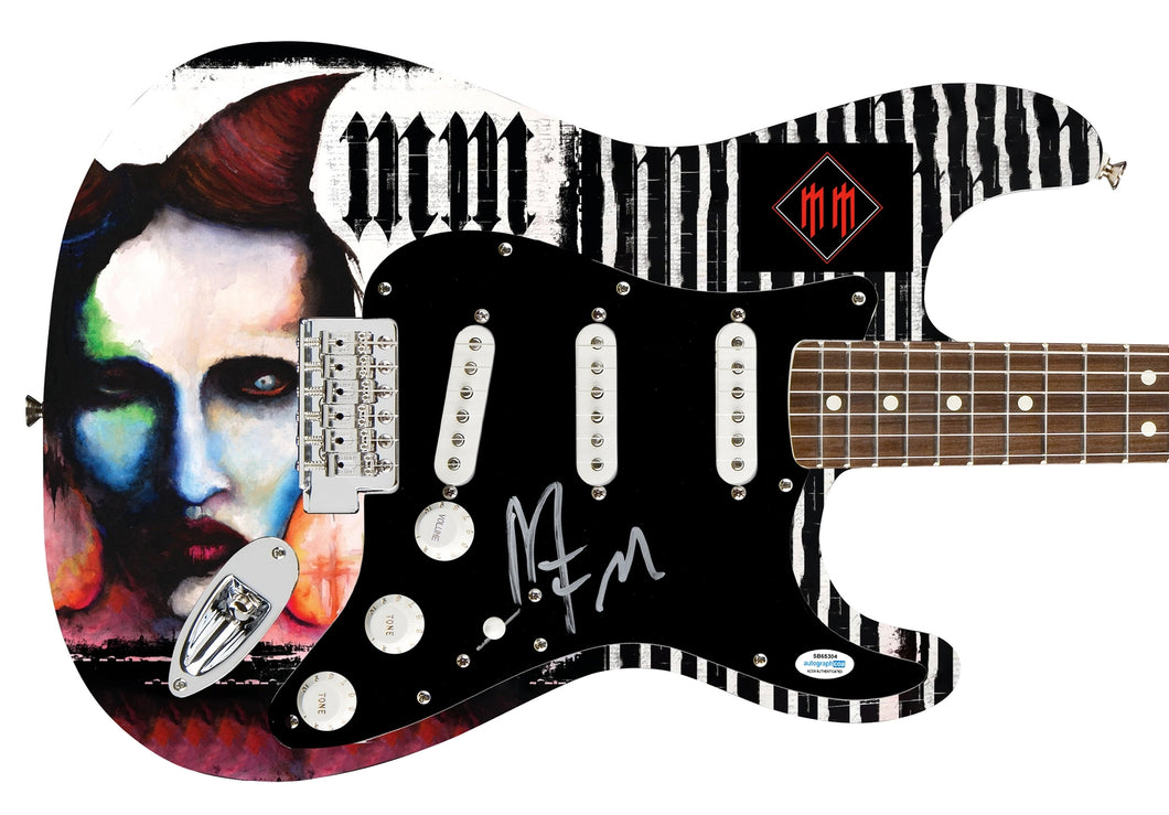 Marilyn Manson Autographed Signed 1/1 Custom Graphics Photo Guitar