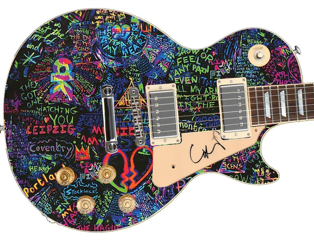 Coldplay Chris Martin Autographed 1/1 Custom Graphics Guitar
