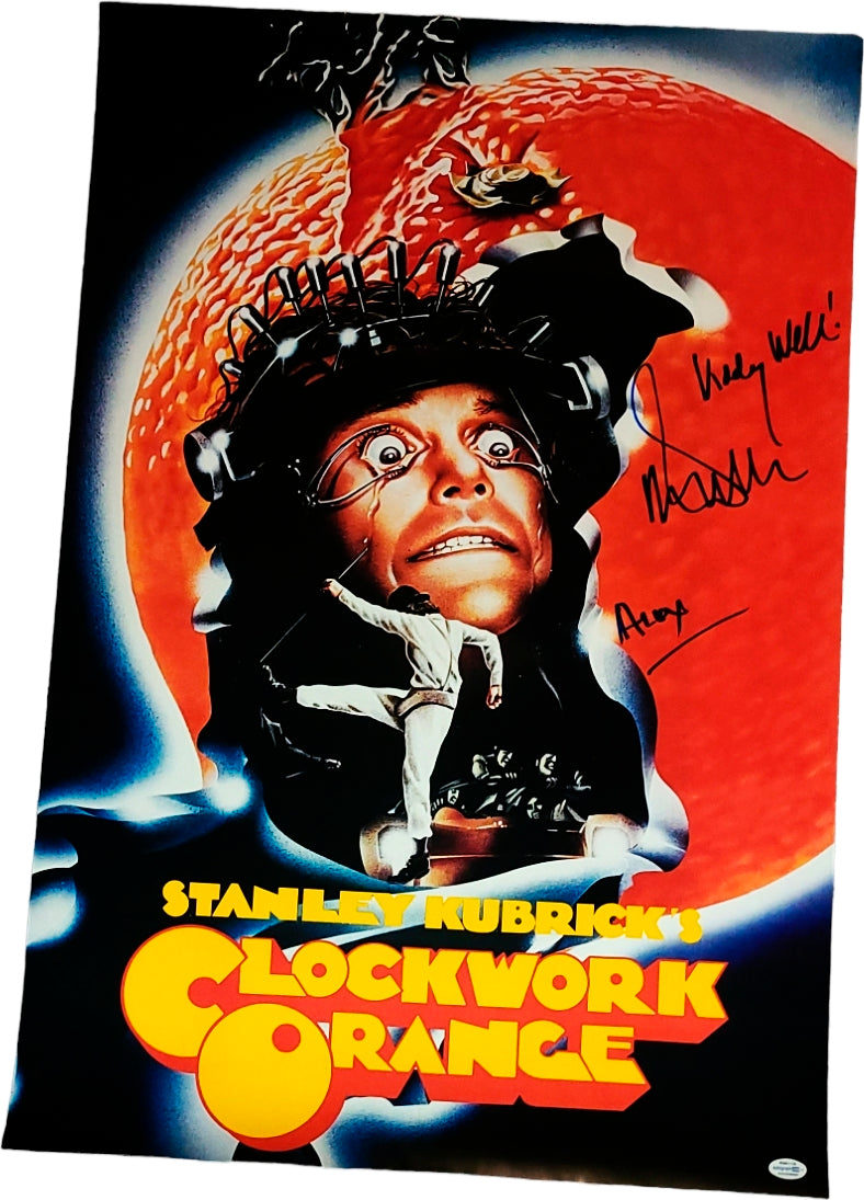 Malcolm McDowell Autographed 22x32 Clockwork Orange Poster Viddy Well Alex