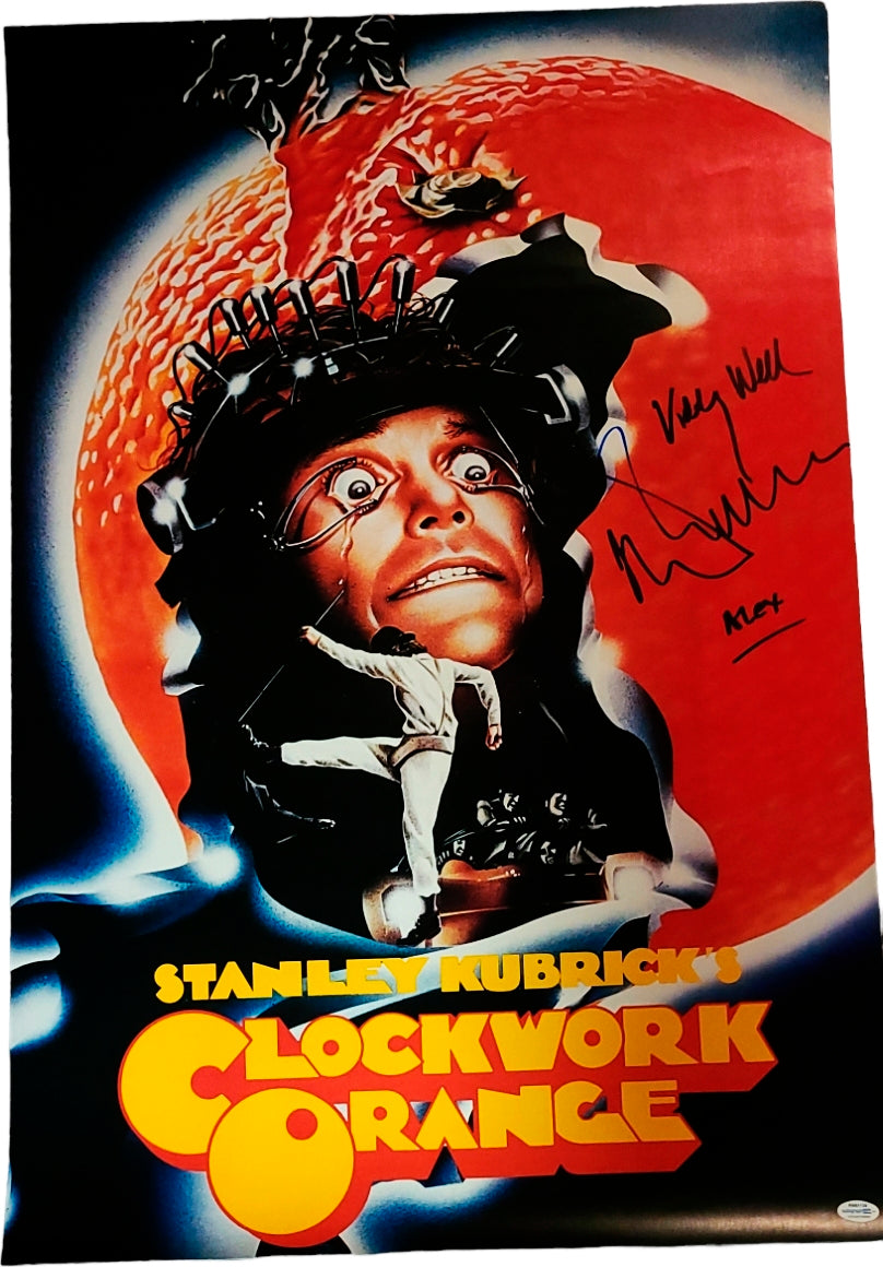 Malcolm McDowell Autographed 22x32 Clockwork Orange Poster Viddy Well Alex