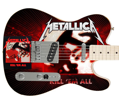 Metallica Autographed Fender Telecaster Kill Em All Cd Album Graphics Guitar