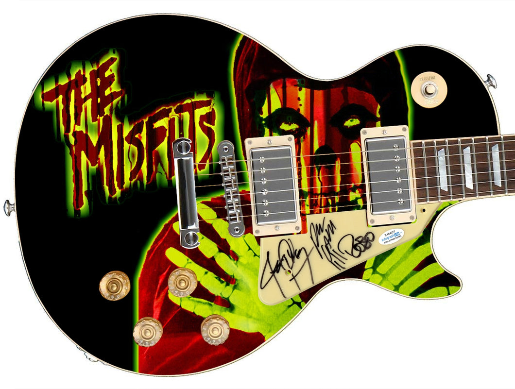 The Misfits Autographed Signed 1/1 Custom Graphics Photo Guitar
