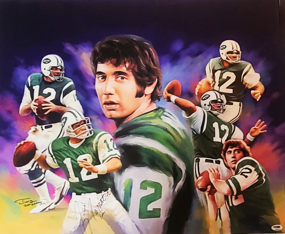 Joe Namath Autographed NY Jets 22x26 Canvas Painting Print