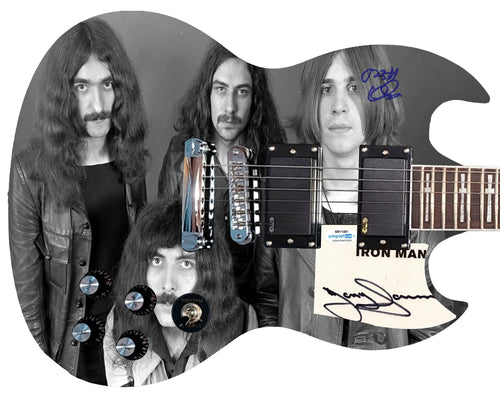 Black Sabbath Autographed 1/1 Custom Graphics Photo Guitar BAS Witness
