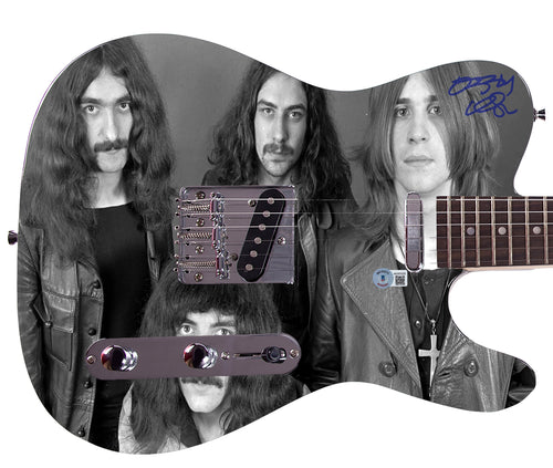 Black Sabbath Ozzy Osbourne Autographed Graphics Photo Guitar BAS Witness
