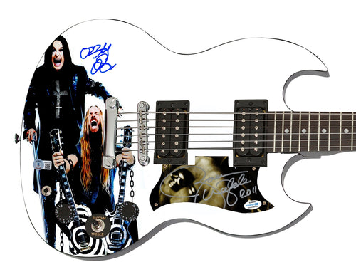 Ozzy Osbourne Zakk Wylde Signed Epiphone SG Graphics Photo Guitar BAS Witness