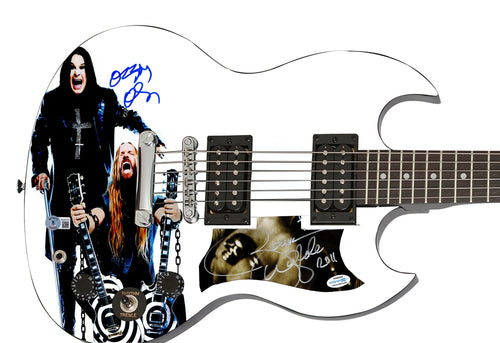 Ozzy Osbourne Zakk Wylde Signed Epiphone SG Graphics Photo Guitar BAS Witness