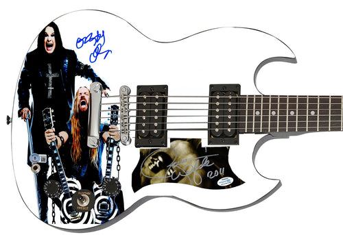 Ozzy Osbourne Zakk Wylde Autographed Epiphone SG Graphics Photo Guitar BAS Witness