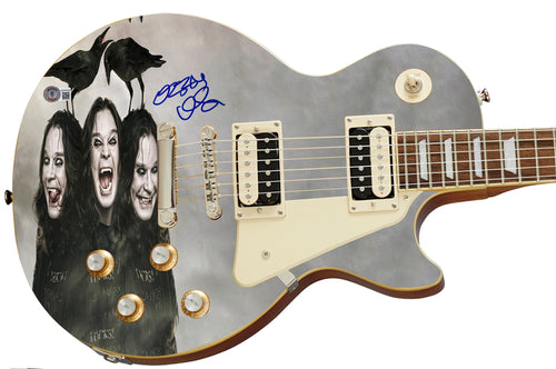 Ozzy Osbourne Autographed Les Paul Epiphone Graphics Photo Guitar BAS Witness